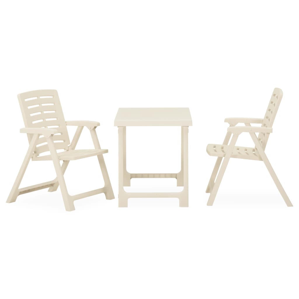 Foldable bistro set 3 pcs white plastic