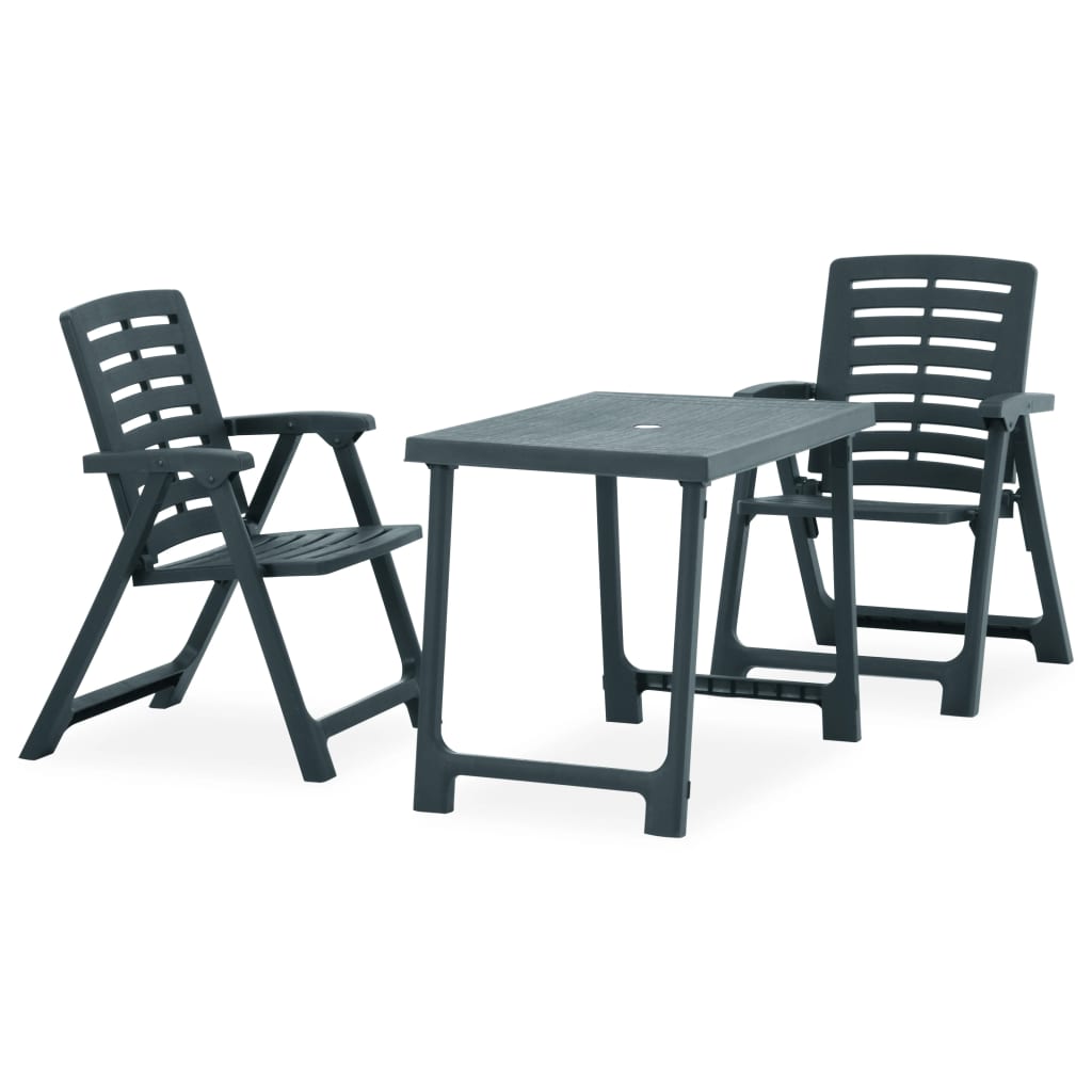 Faltbares Bistro -Set 3 PCs Grün Kunststoff