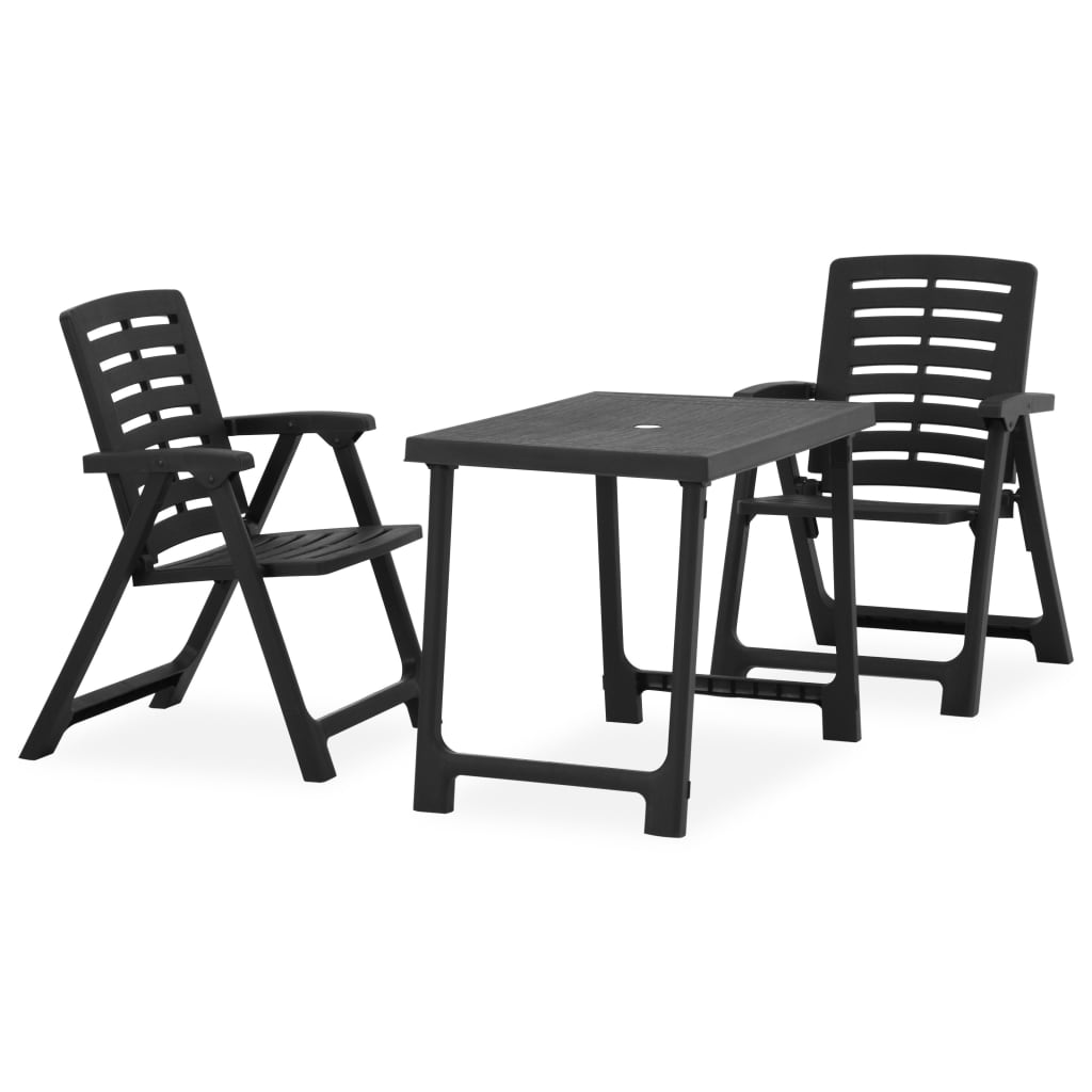 Faltbares Bistro -Set 3 PCs grauer Kunststoff