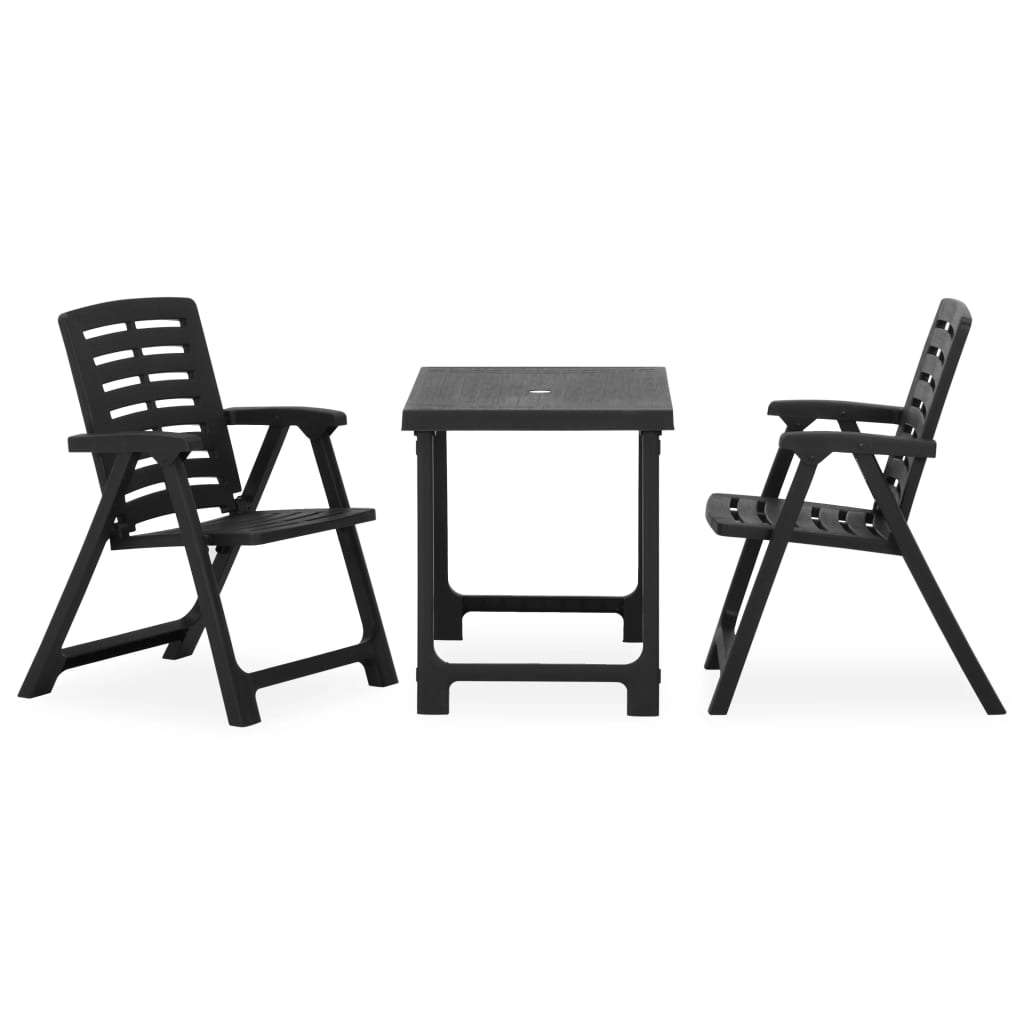 Faltbares Bistro -Set 3 PCs grauer Kunststoff