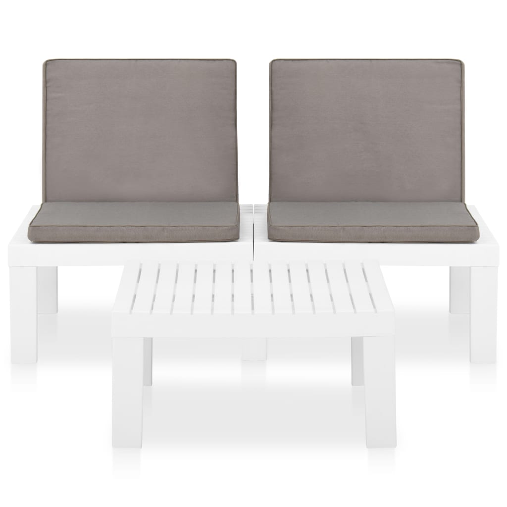 2 pcs garden furniture with white plastic cushions