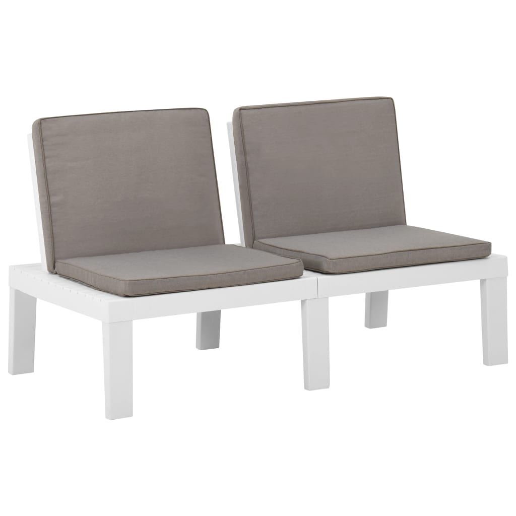 Salon de jardin 2 pcs avec coussins Plastique Blanc