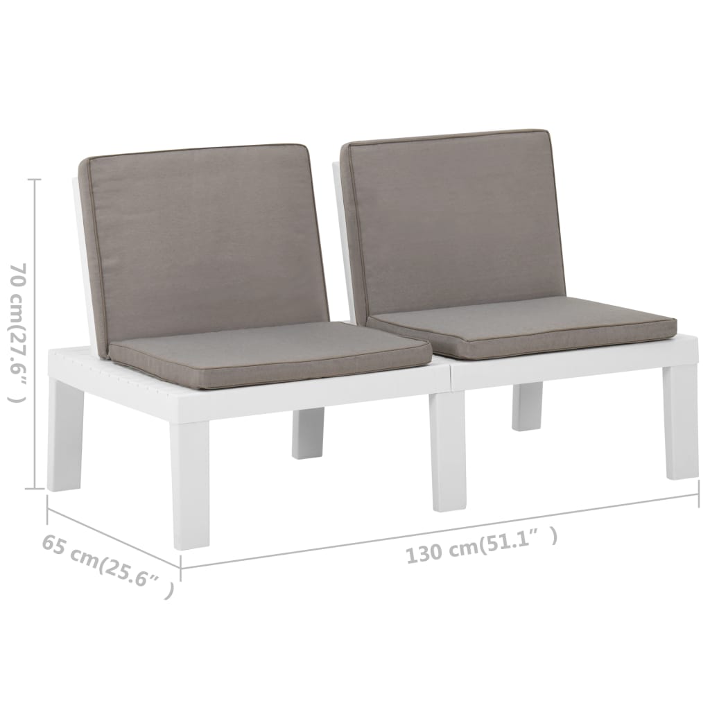 2 pcs garden furniture with white plastic cushions