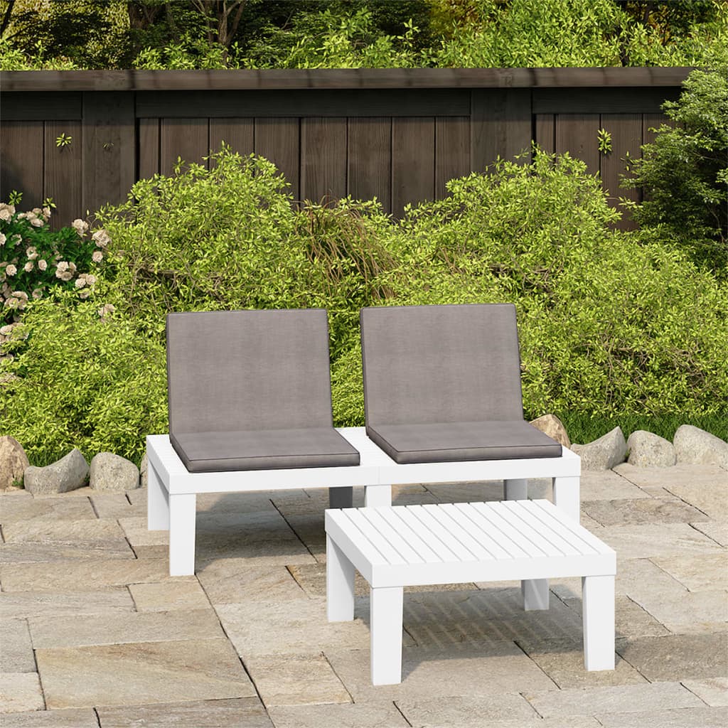 2 pcs garden furniture with white plastic cushions