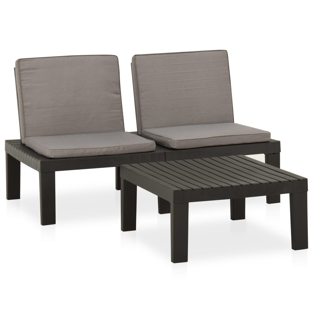 2 pcs garden furniture with gray plastic cushions