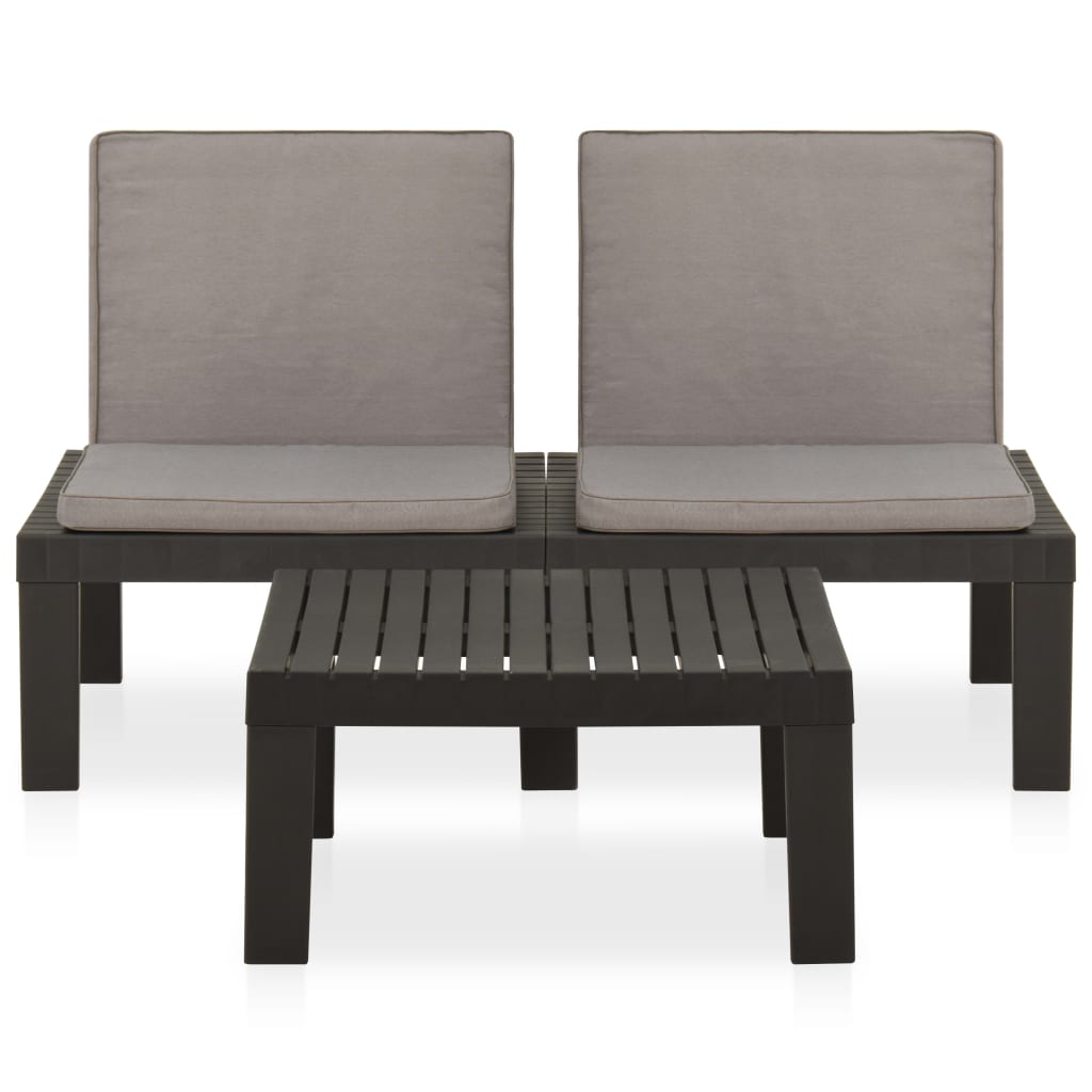 2 pcs garden furniture with gray plastic cushions