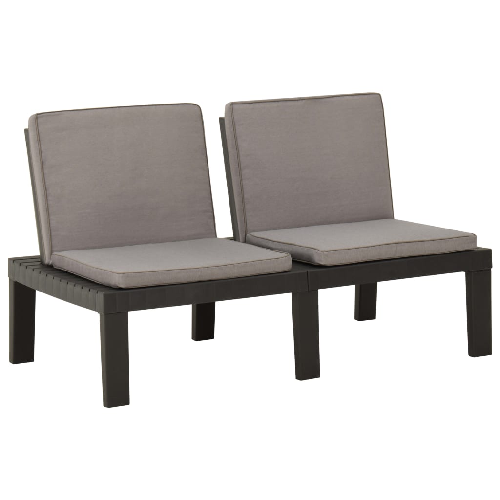 2 pcs garden furniture with gray plastic cushions