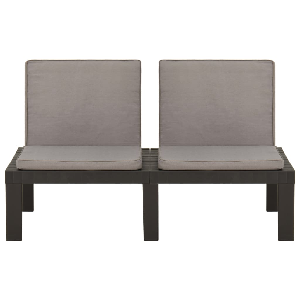 2 pcs garden furniture with gray plastic cushions