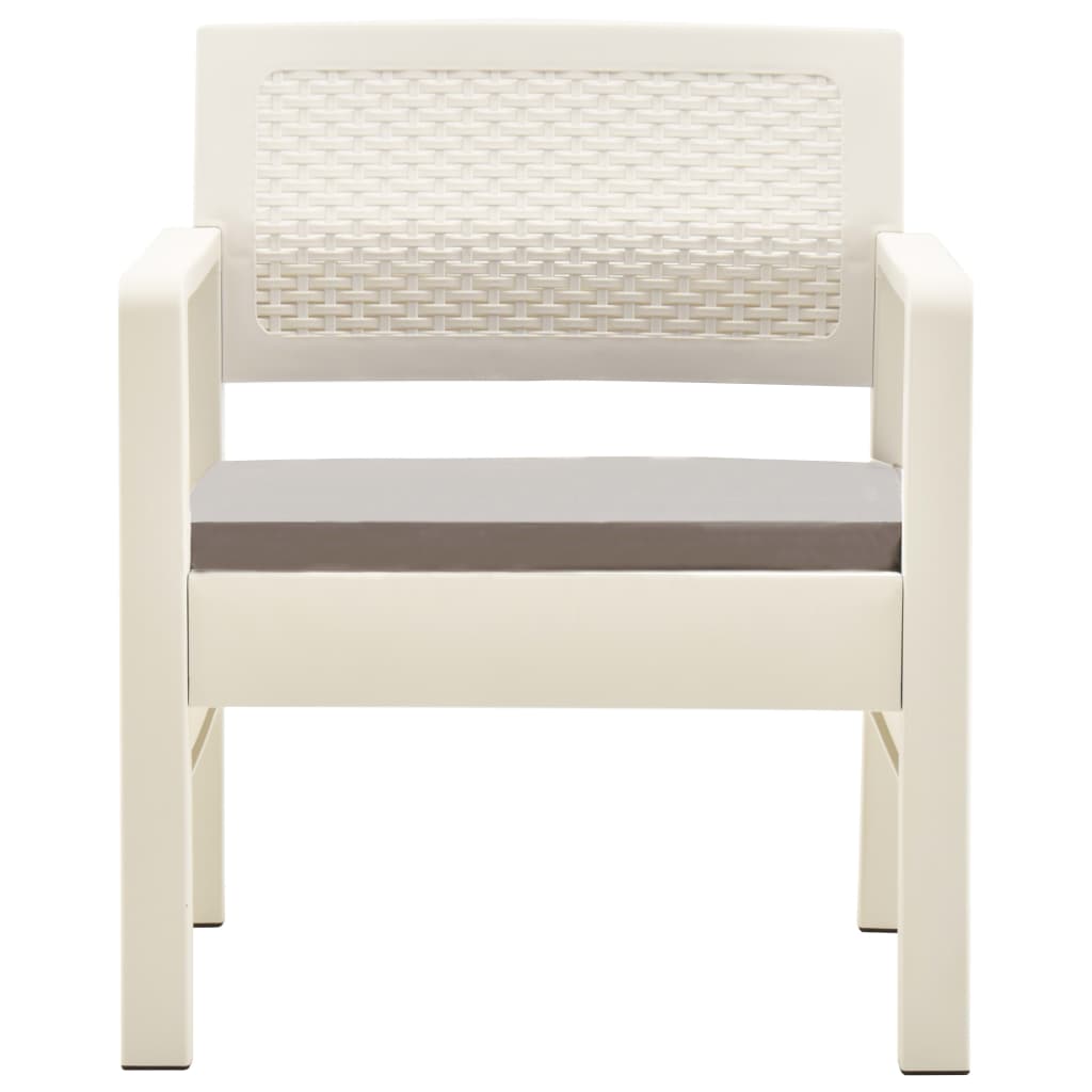 Salon de jardin 3 pcs avec coussins Plastique Blanc