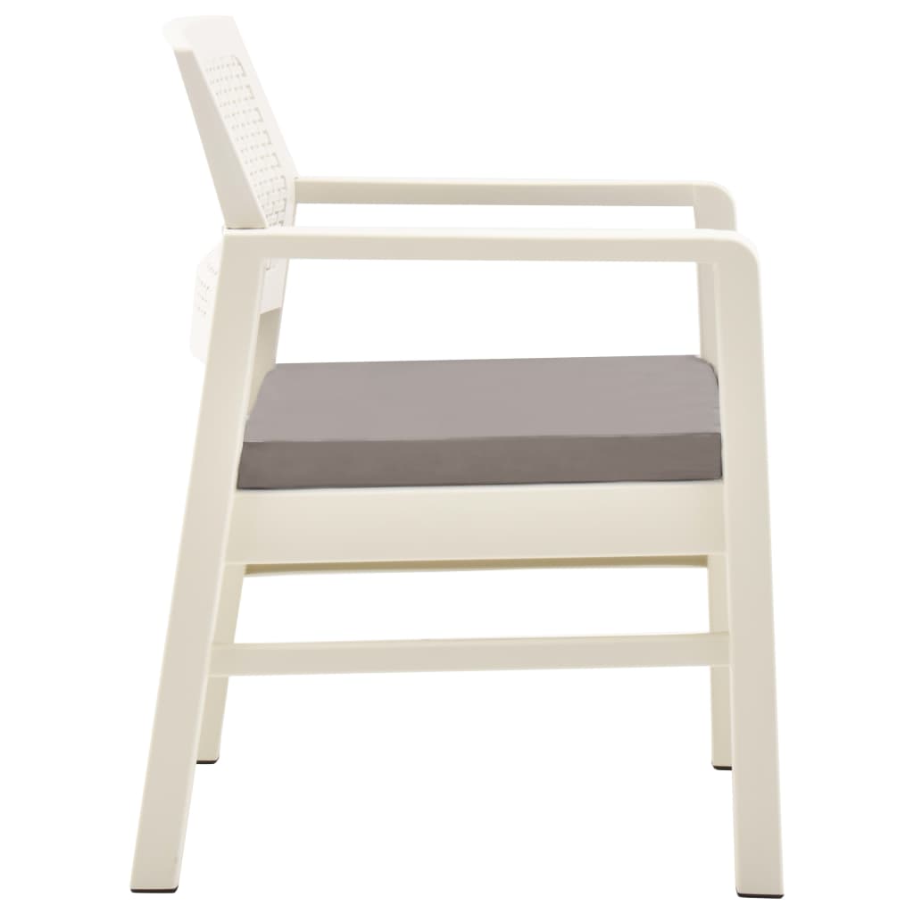 Salon de jardin 3 pcs avec coussins Plastique Blanc