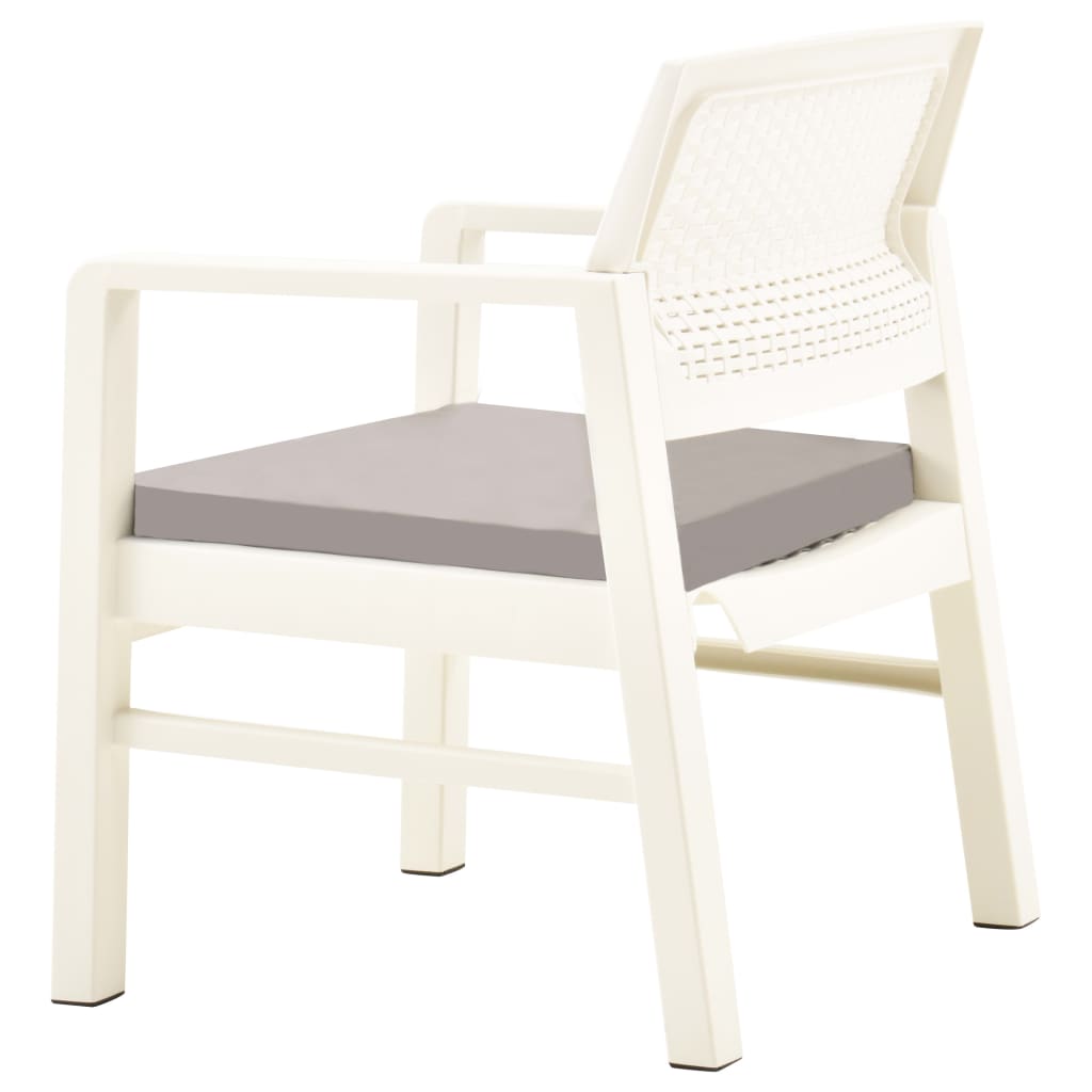 Salon de jardin 3 pcs avec coussins Plastique Blanc