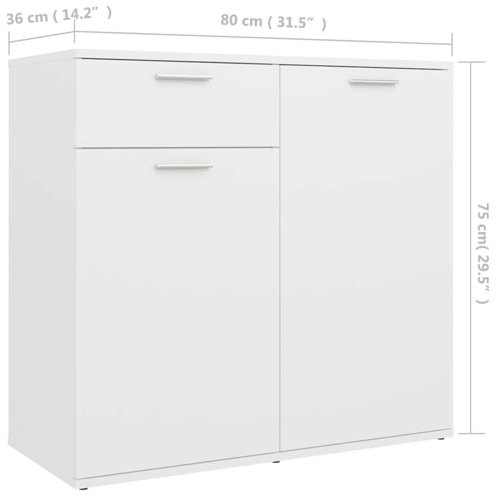 White buffet 80x36x75 cm agglomerated