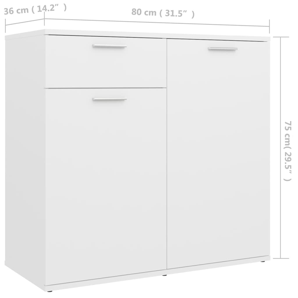 Weißes Buffet 80x36x75 cm agglomeriert