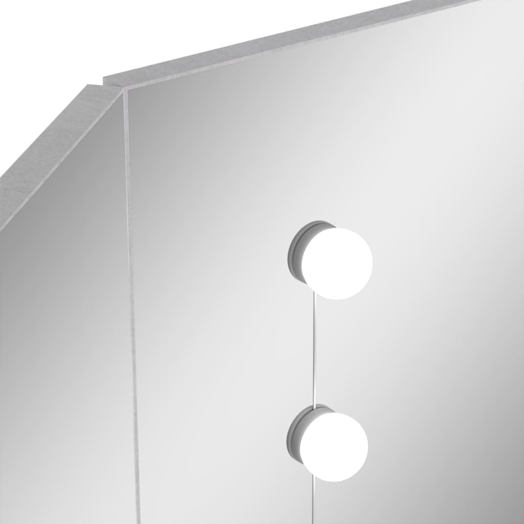 Eckverkederstisch mit Betongrau LED 111x54x141,5 cm
