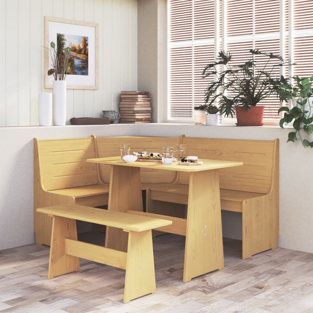 Esstisch mit braunem Bank Honig aus massivem Kiefernholz Holz