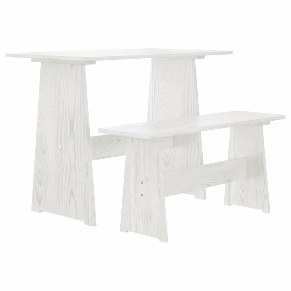 Dining table with solid white pine wood bench