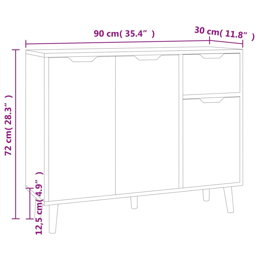 Concrete gray buffet 90x30x72 cm engineering wood