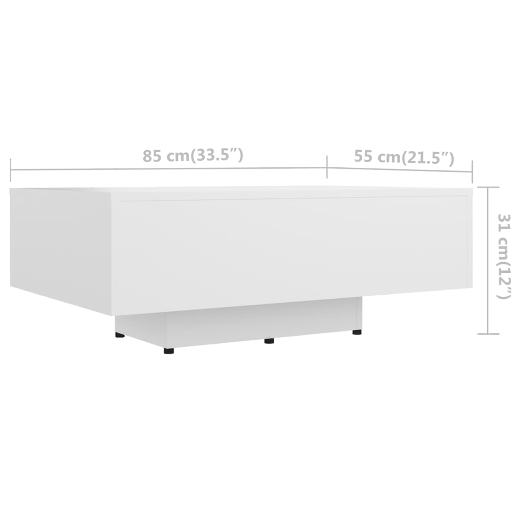 White coffee table 85x55x31 cm agglomerated