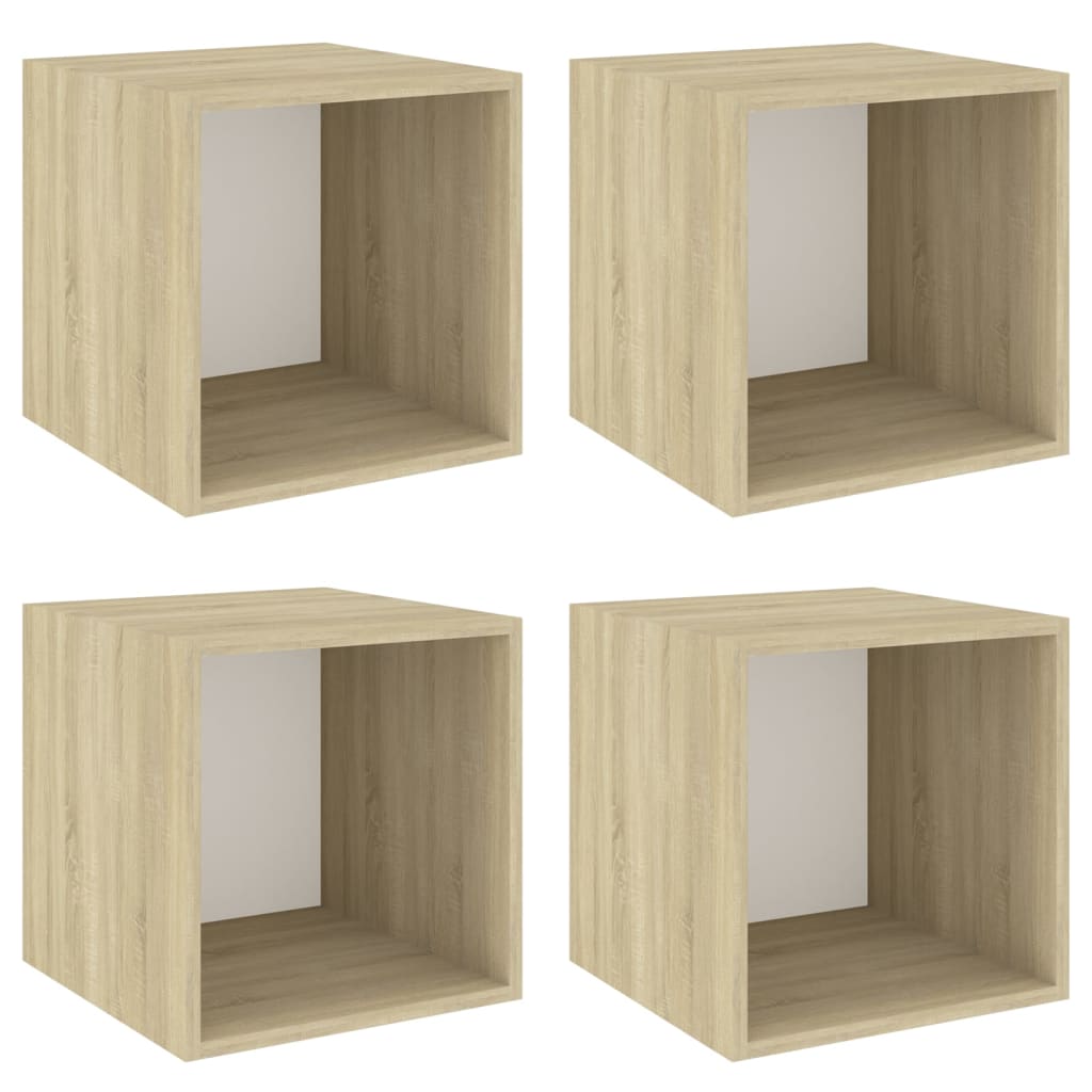 Wall cabinets 4 pcs white/Sonoma oak 37x37x37 cm agglomerated