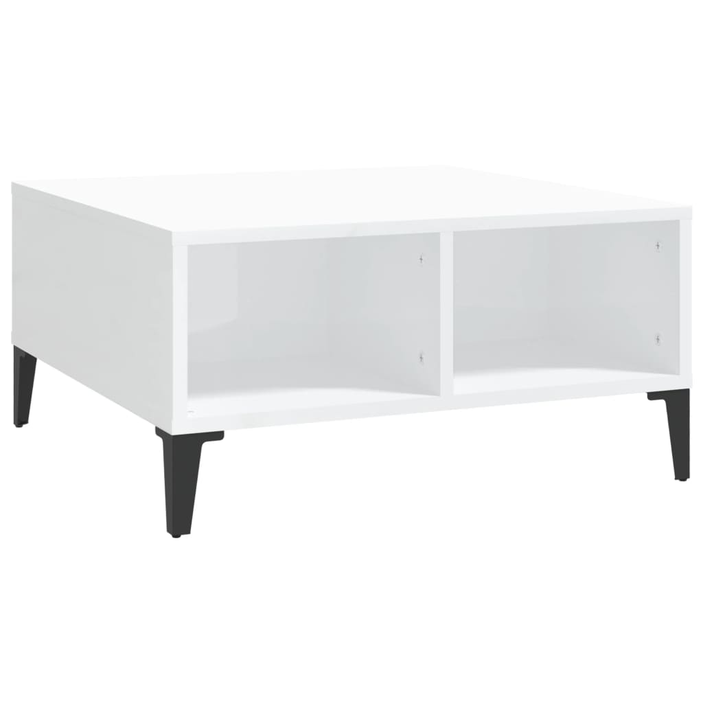 Tavolino in truciolare bianco lucido 60x60x30 cm