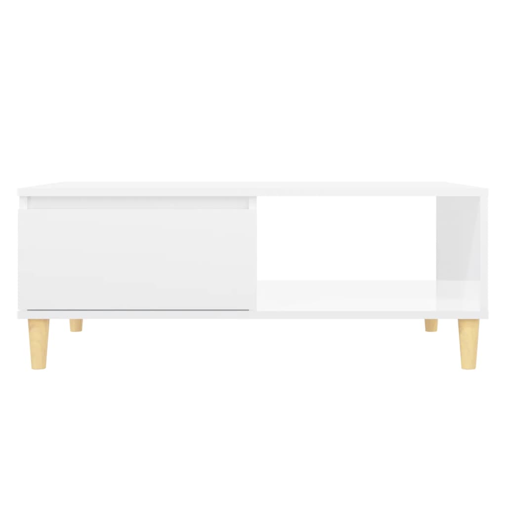 Tavolino Bianco lucido 90x60x35 cm Truciolare