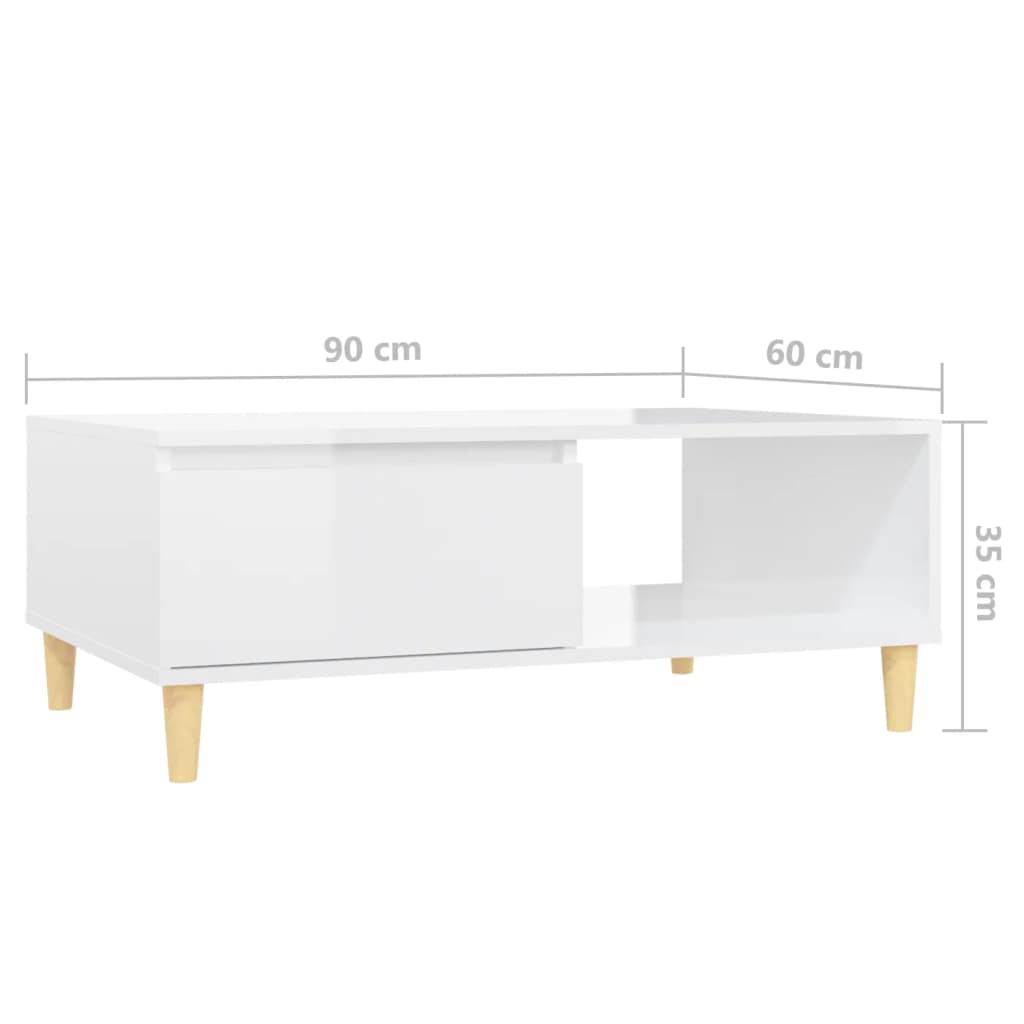 Brilliant white coffee table 90x60x35 cm agglomerated