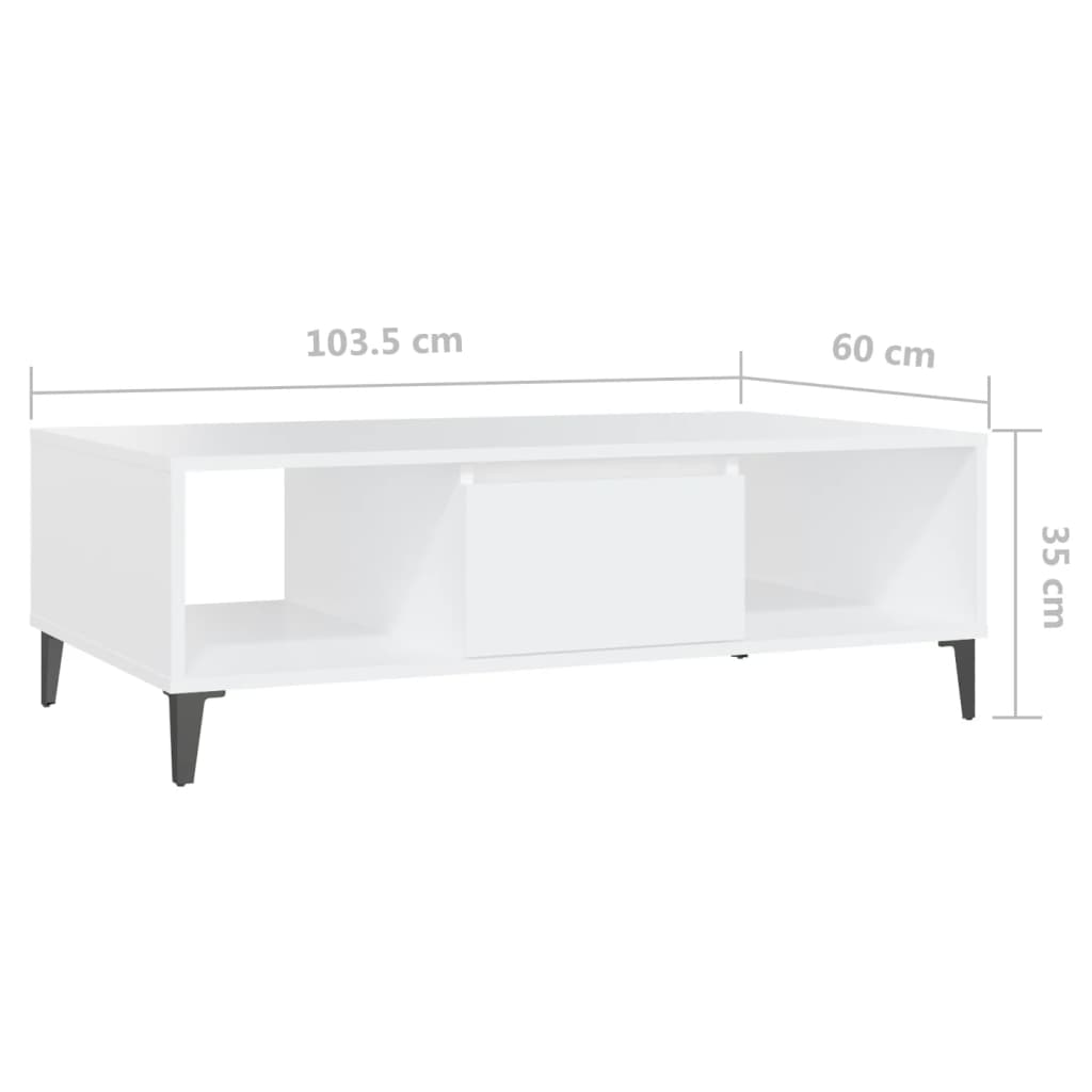 Tavolino Bianco 103,5x60x35 cm Truciolare