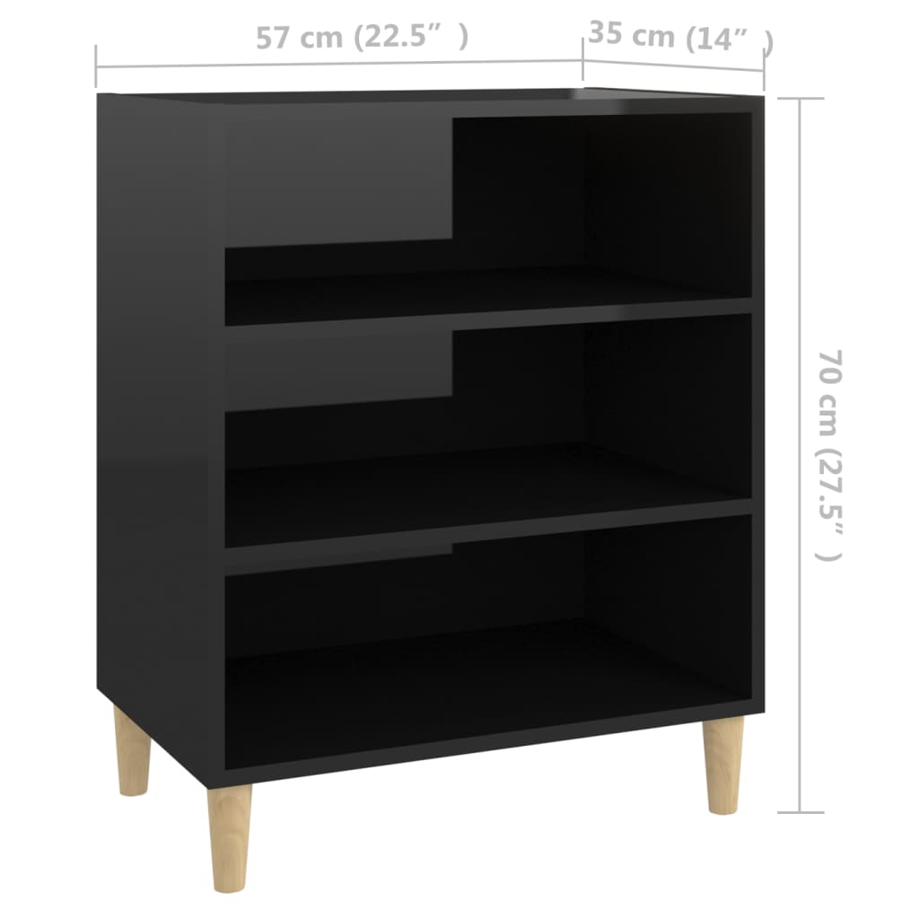 Credenza Nero lucido 57x35x70 cm Truciolare