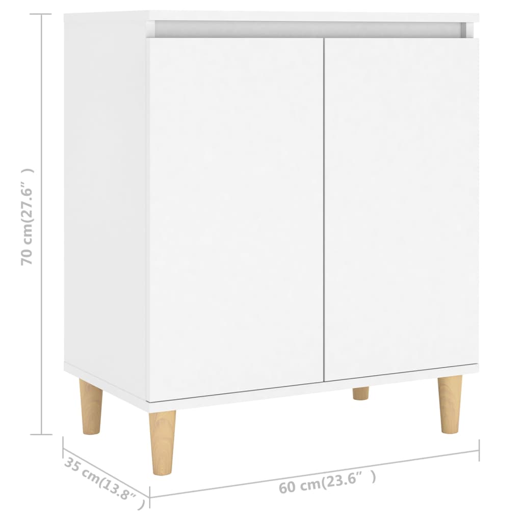 Buffet with white solid wood feet 60x35x70 cm agglomerated