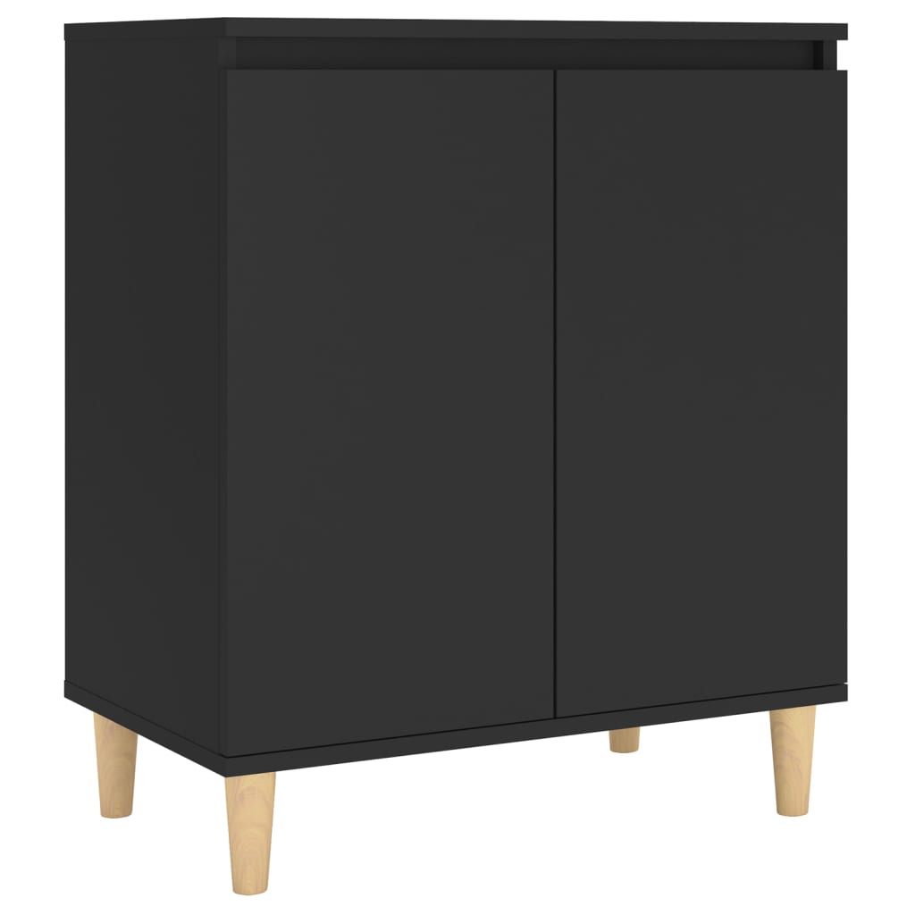 Buffet con piedi in legno massiccio nero 60x35x70 cm agglomerato