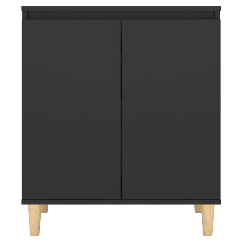 Buffet con piedi in legno massiccio nero 60x35x70 cm agglomerato