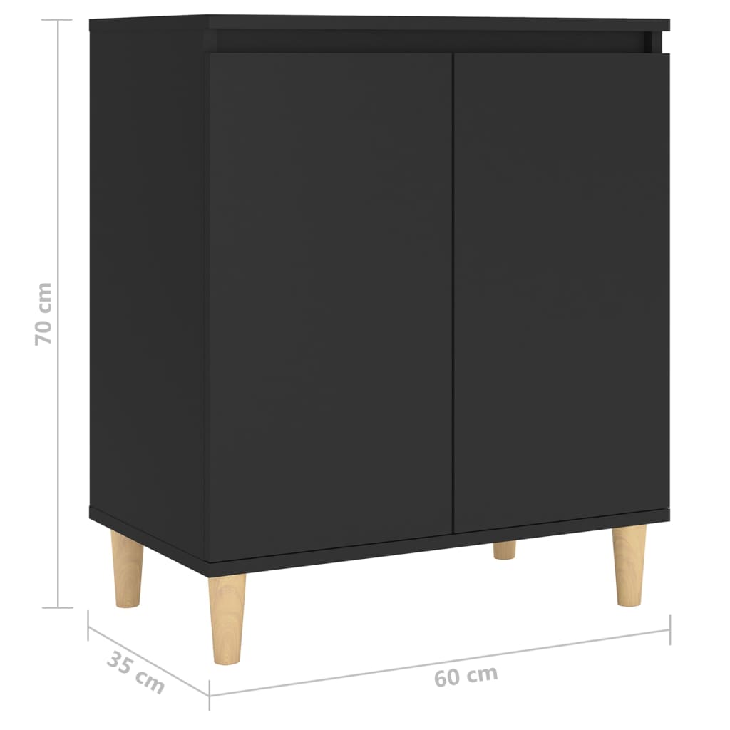 Buffet con piedi in legno massiccio nero 60x35x70 cm agglomerato