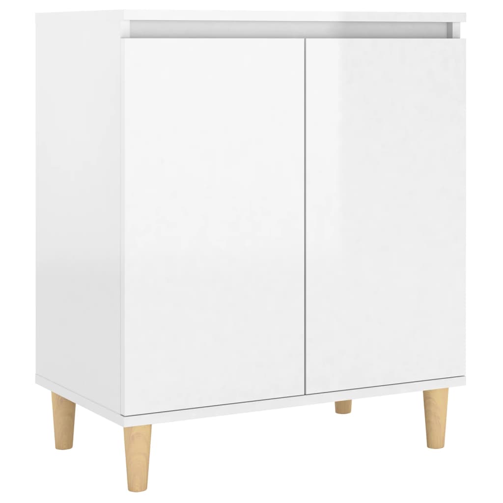 Buffet with shiny white wooden feet 60x35x70 cm agglomerated