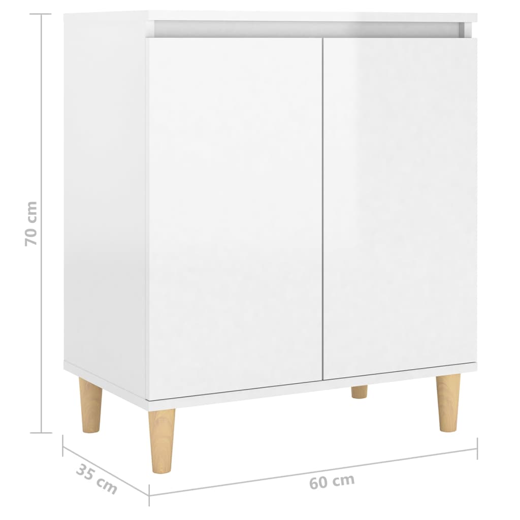 Buffet with shiny white wooden feet 60x35x70 cm agglomerated