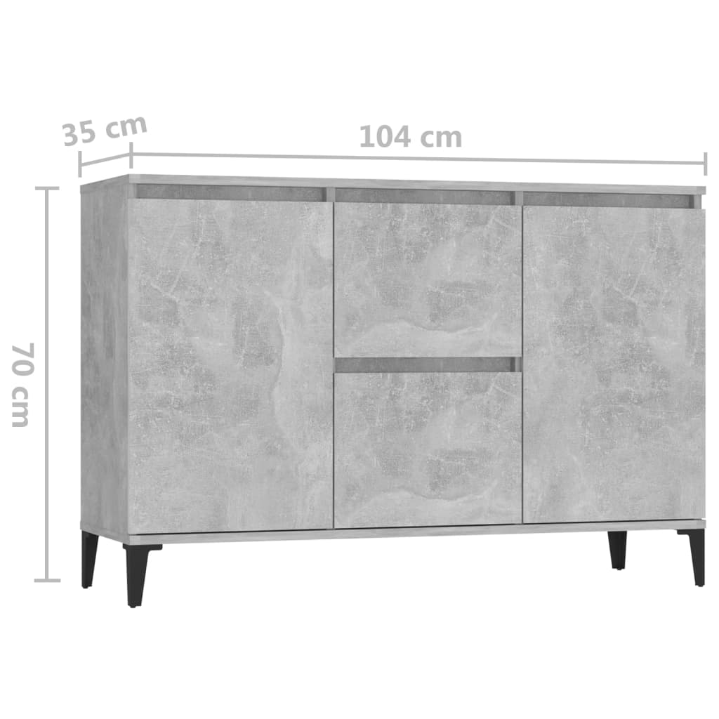 Credenza Grigio cemento 104x35x70 cm Truciolare