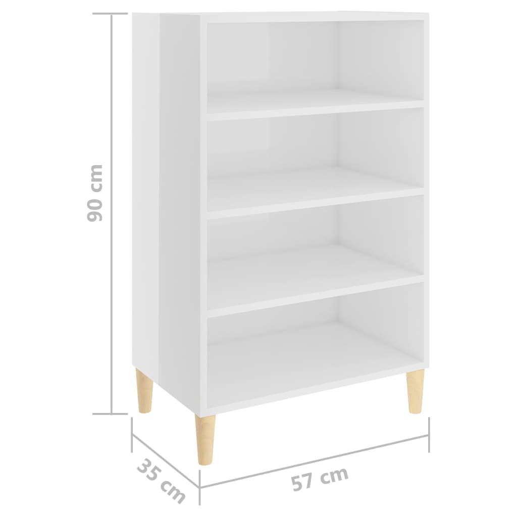 Buffet bianco brillante 57x35x90 cm agglomerato