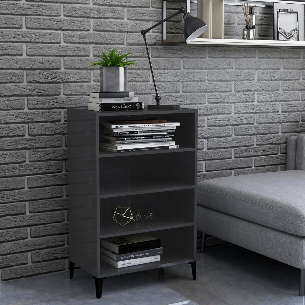 Credenza Grigio Lucido 57x35x90 cm in truciolare