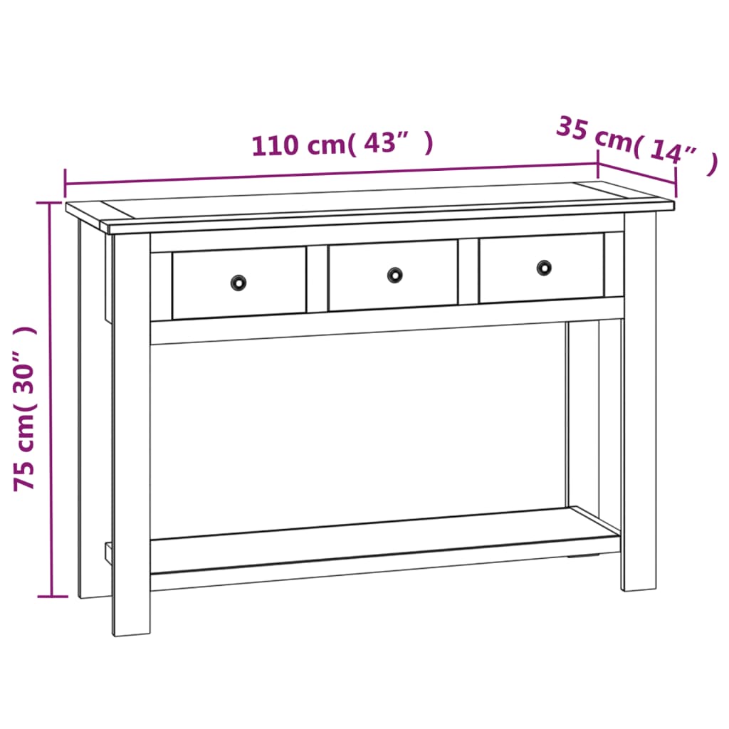 Console table 110x35x75 cm Solid oak wood
