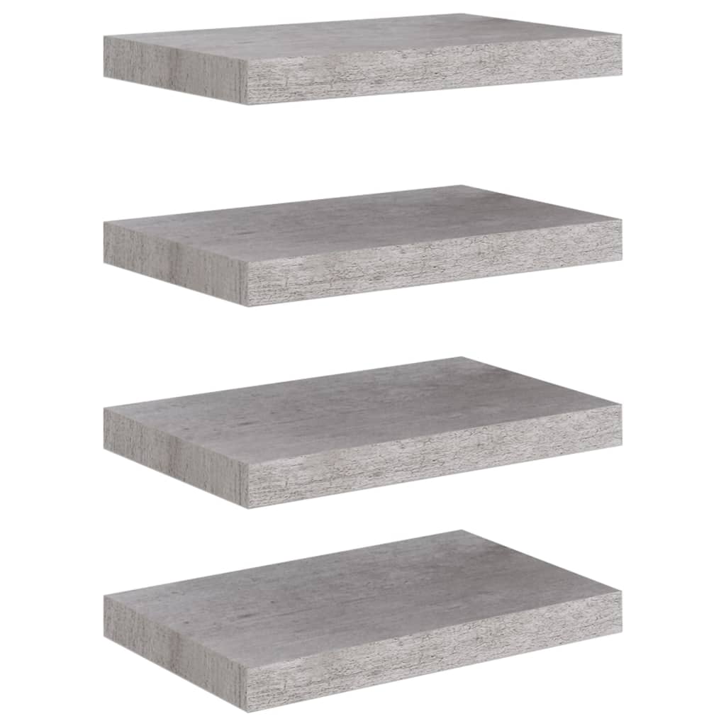 Floating wall shelves 4 pcs gray concrete 40x23x3.8 cm MDF