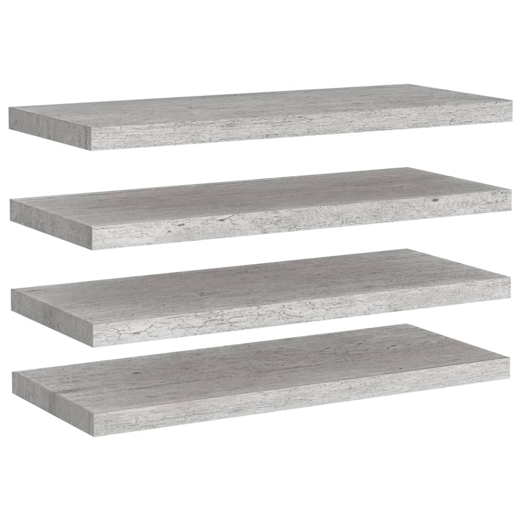 Floating wall shelves 4 pcs gray concrete 80x23.5x3.8 cm MDF