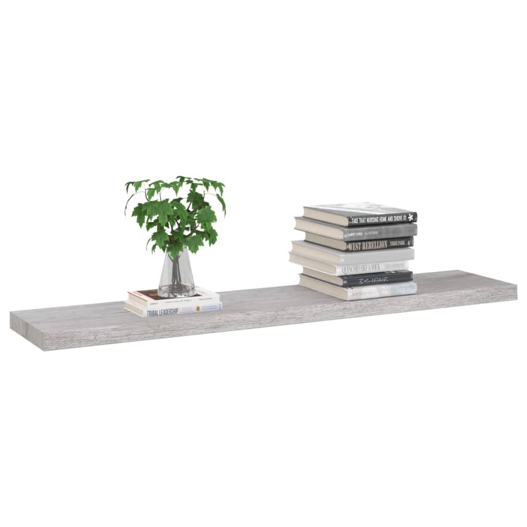 Floating wall shelf Gray concrete 120x23.5x3.8 cm MDF