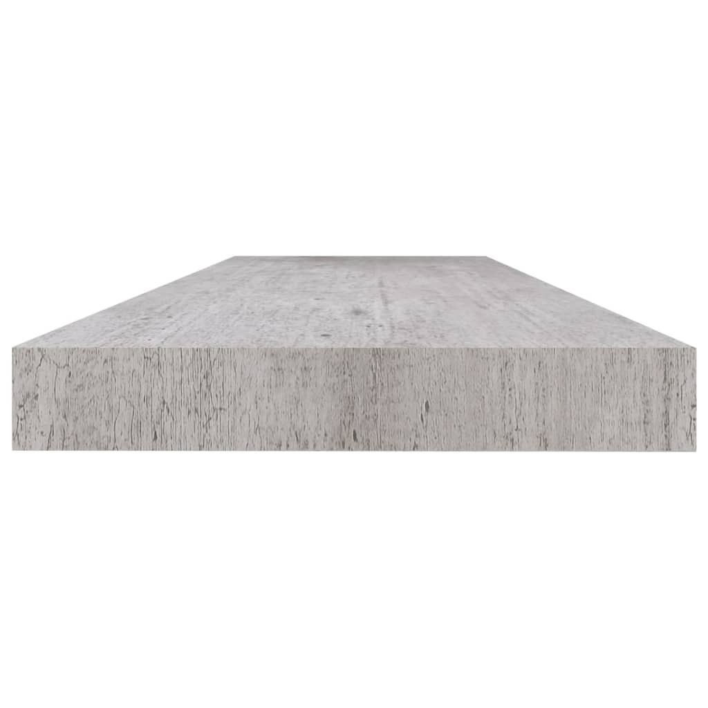 Mensole da parete sospese 2 pezzi in MDF grigio cemento 120x23,5x3,8 cm