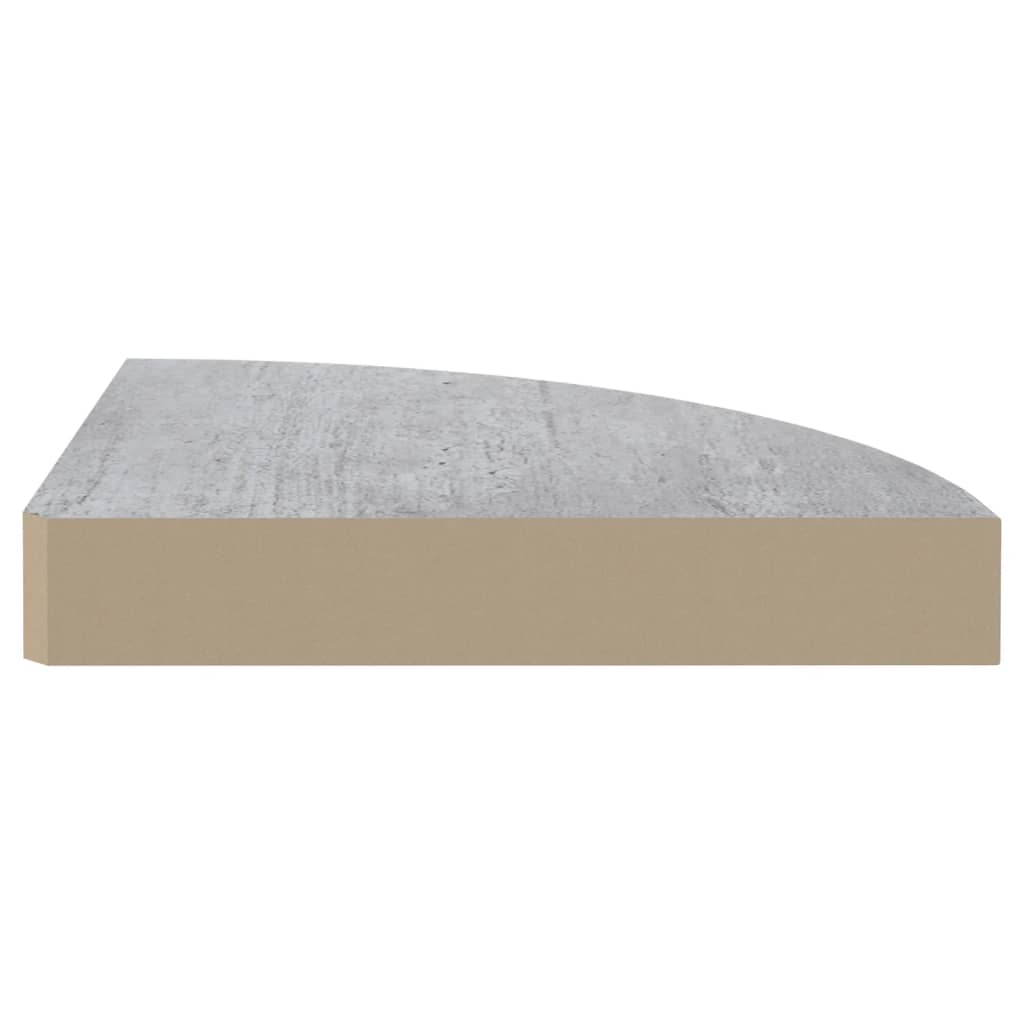 Mensole angolari da parete 4 pz MDF grigio cemento 25x25x3,8 cm
