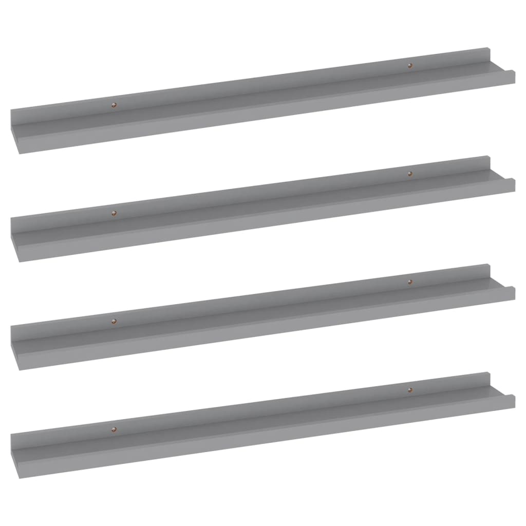 Wall shelves 4 pcs gray 80x9x3 cm