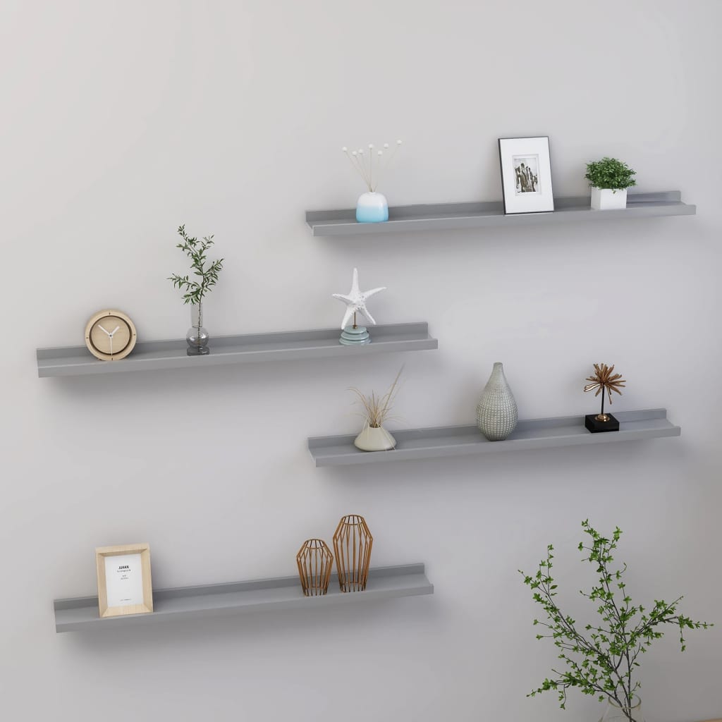 Wall shelves 4 pcs gray 80x9x3 cm