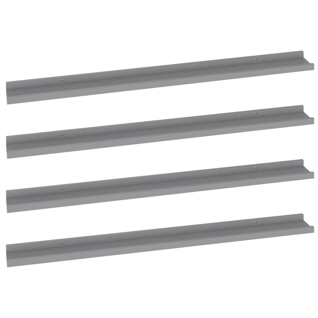 Wall shelves 4 pcs gray 100x9x3 cm