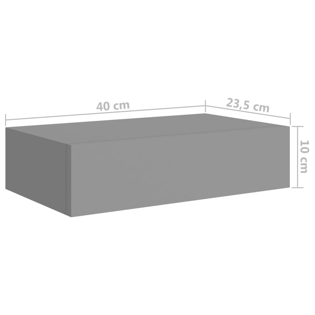 Scaffale del cassetto a parete grigio 40x23.5x10 cm MDF
