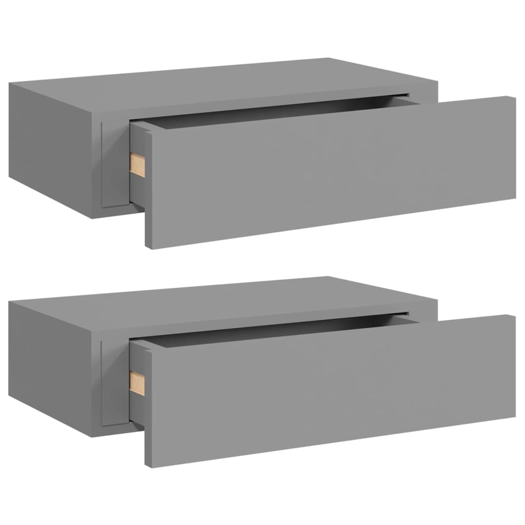 Wall drawers 2 pcs gray 40x23.5x10 cm MDF