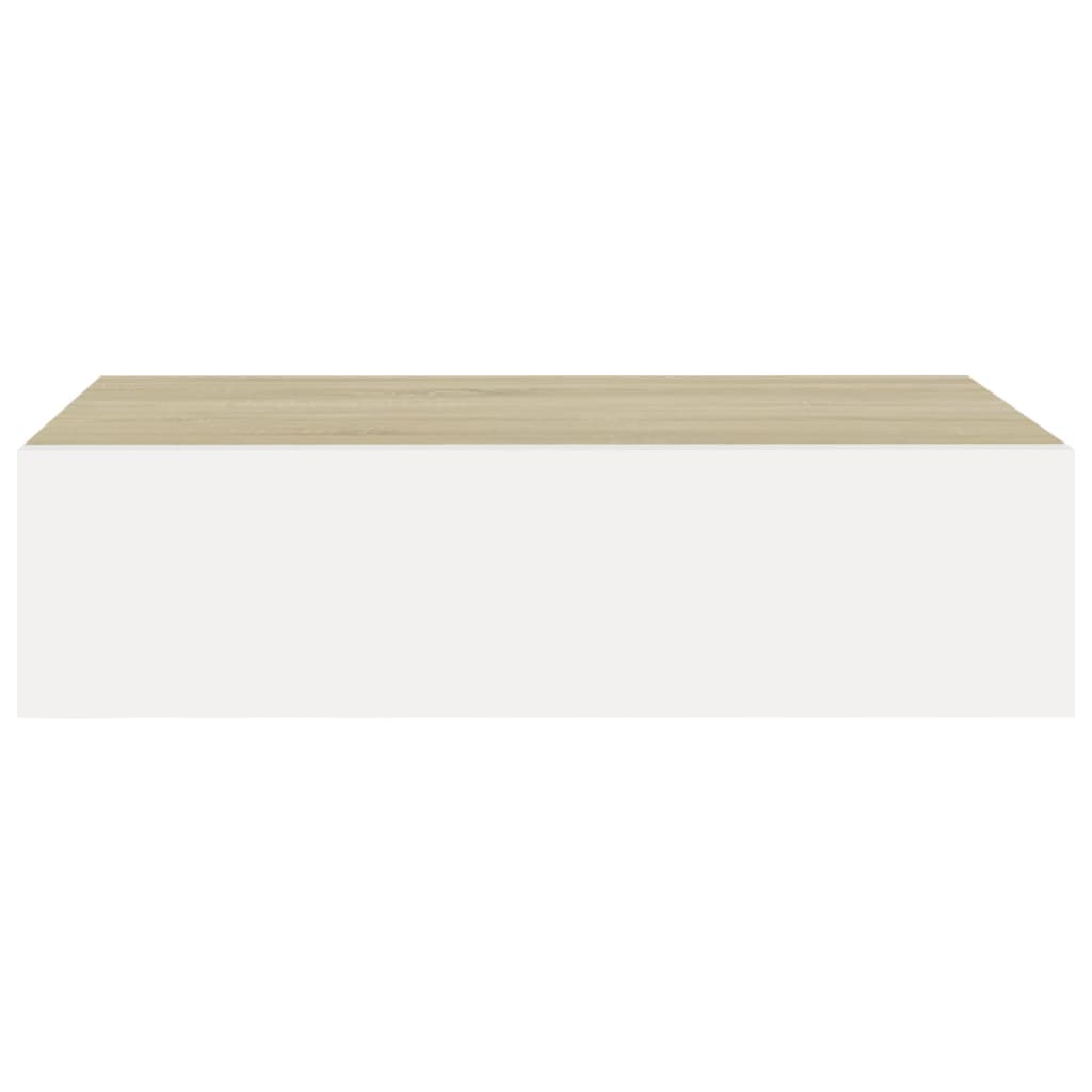 Scaffali per cassetti a parete 2 pezzi querce e bianco 40x23.5x10cm MDF