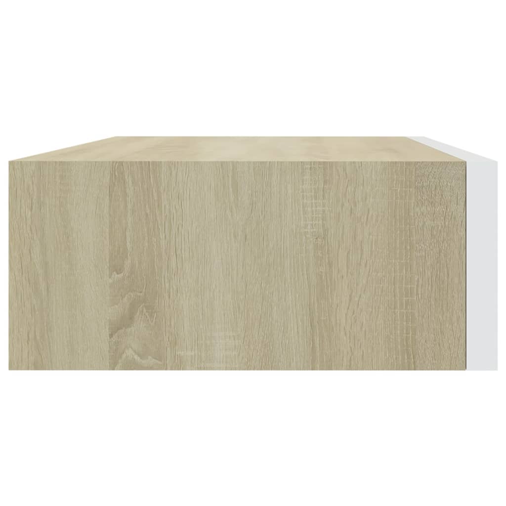 Wall drawer shelves 2 pcs oak and white 40x23.5x10cm MDF